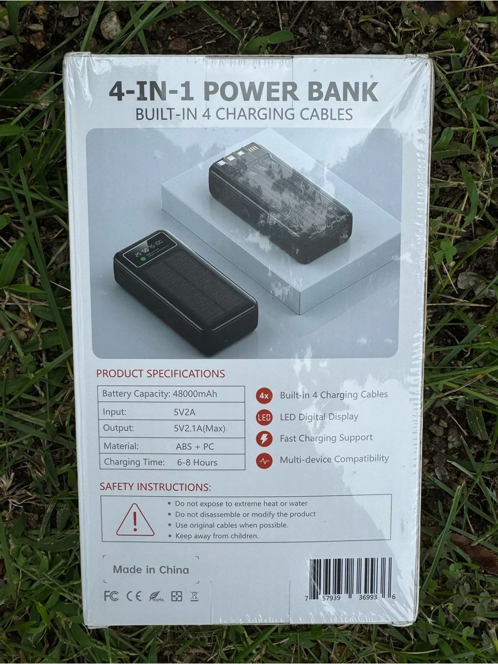 4-in-1 Black Power Bank 48000mAh Portable Charger